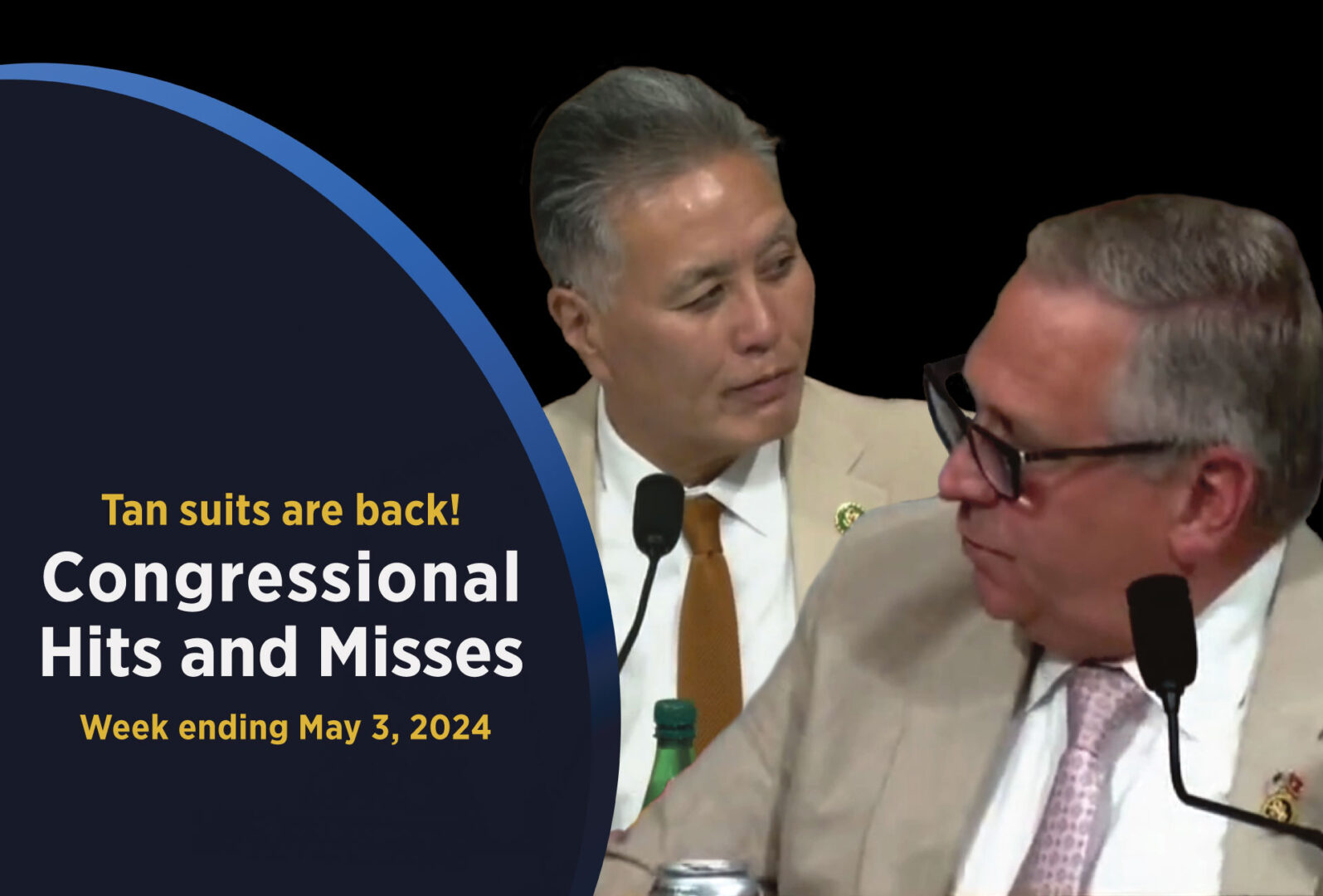 Reps. Mark Takano, left, and Mike Bost donned Obama-era tan suits at a House hearing this week.