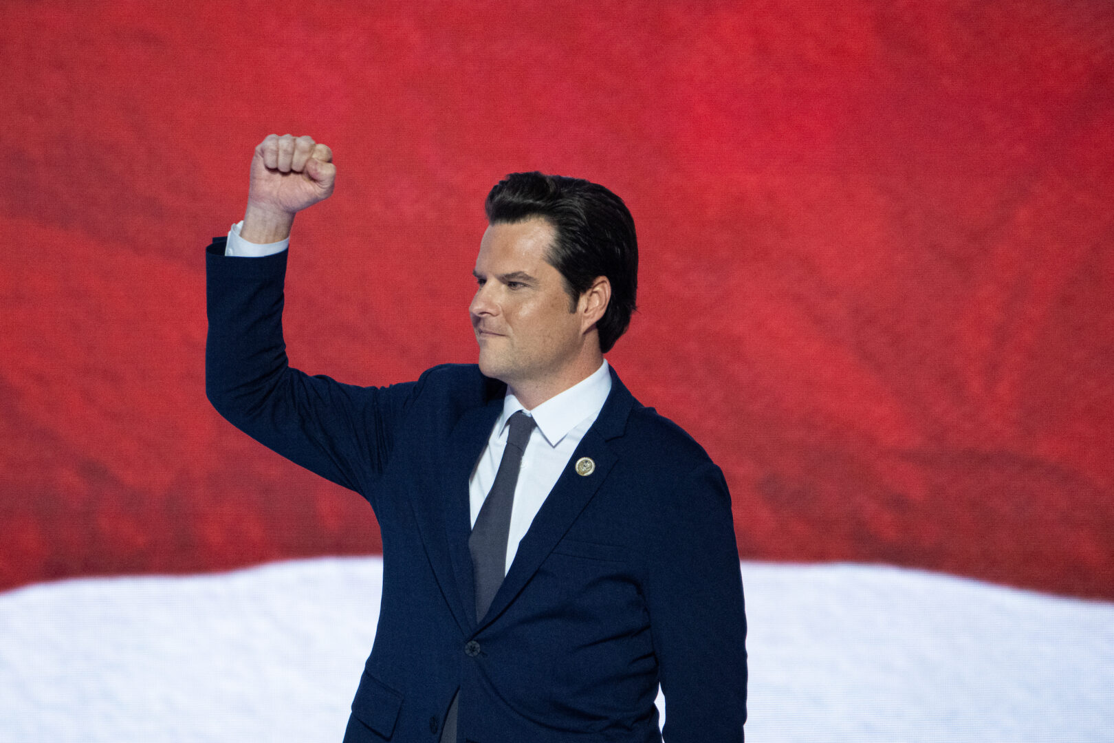 Rep. Matt Gaetz, R-Fla., speaks at the Republican National Convention in Milwaukee on Wednesday.