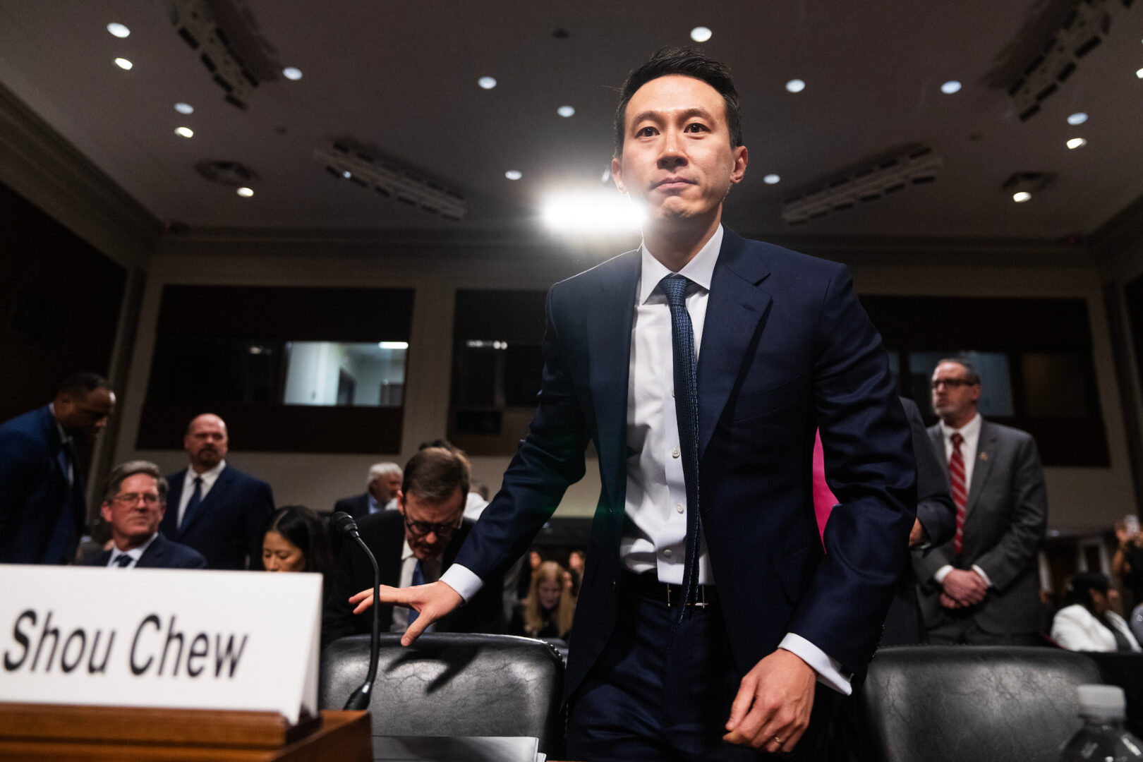 Shou Chew, CEO of TikTok, arrives to testify during the Senate Judiciary Committee on Jan. 31.