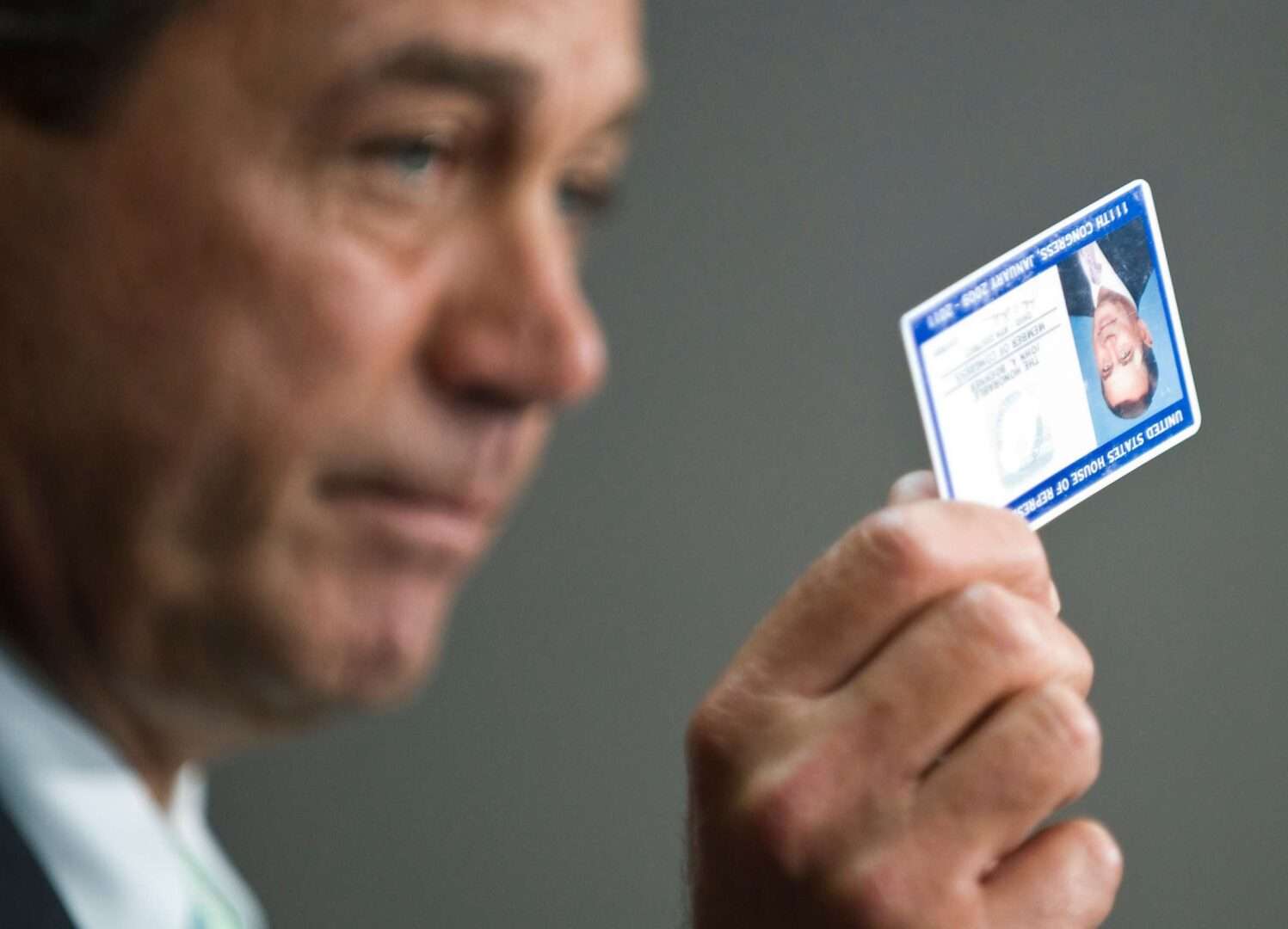 Former Rep. John A. Boehner holds up his congressional voting card back in 2009. CQ has tracked members’ votes and analyzed them for its annual vote studies for several decades.