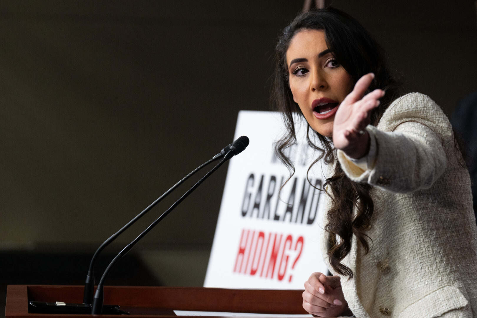 Rep. Anna Paulina Luna, R-Fla., speaks during a June 26 news conference on efforts to hold Attorney General Merrick B. Garland in inherent contempt of Congress.