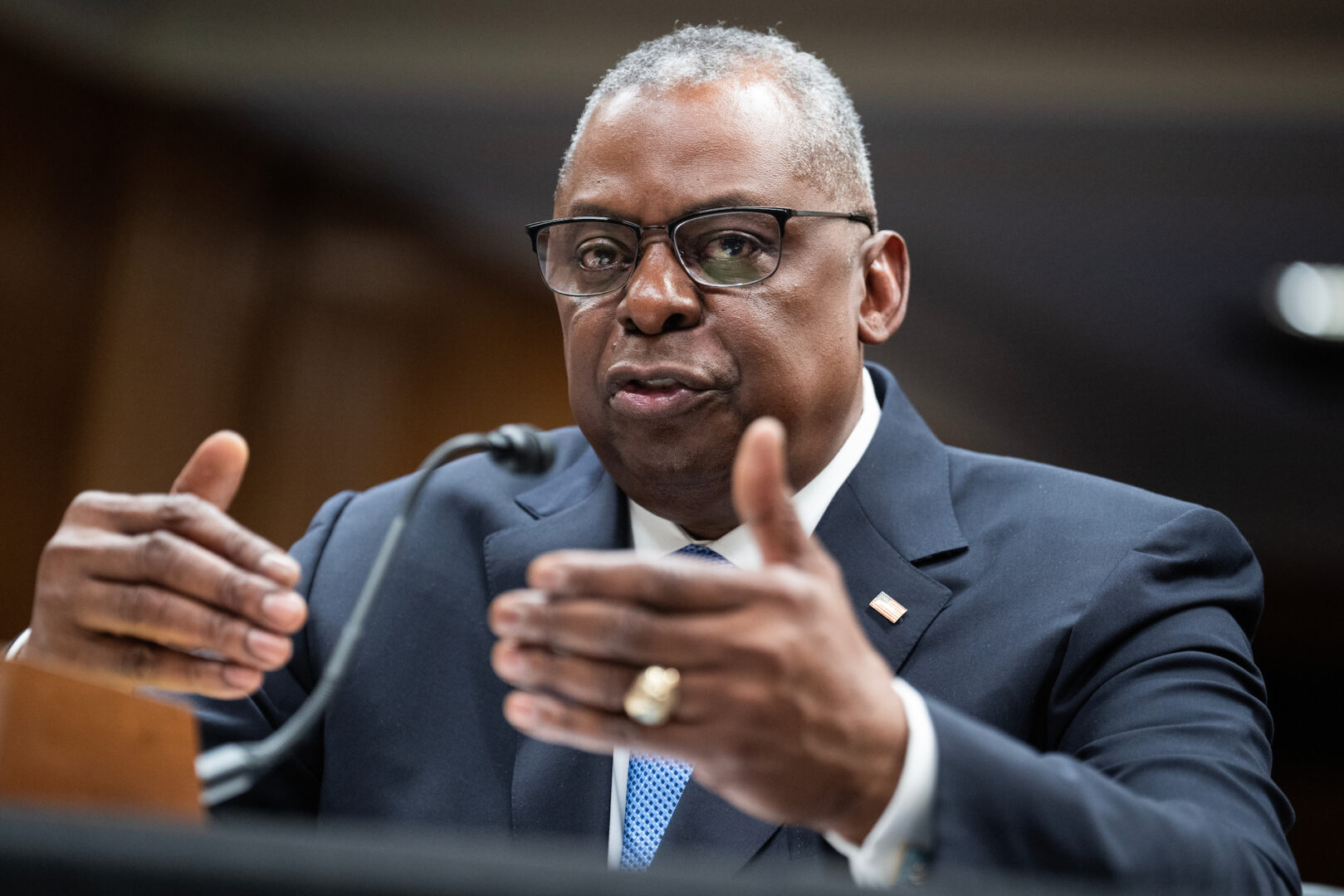 Defense Secretary Lloyd  Austin, shown at a budget hearing in May 2023,  didn't notify the White House or Deputy Defense Secretary Kathleen Hicks about his surgery in December, a Pentagon spokesman said. 