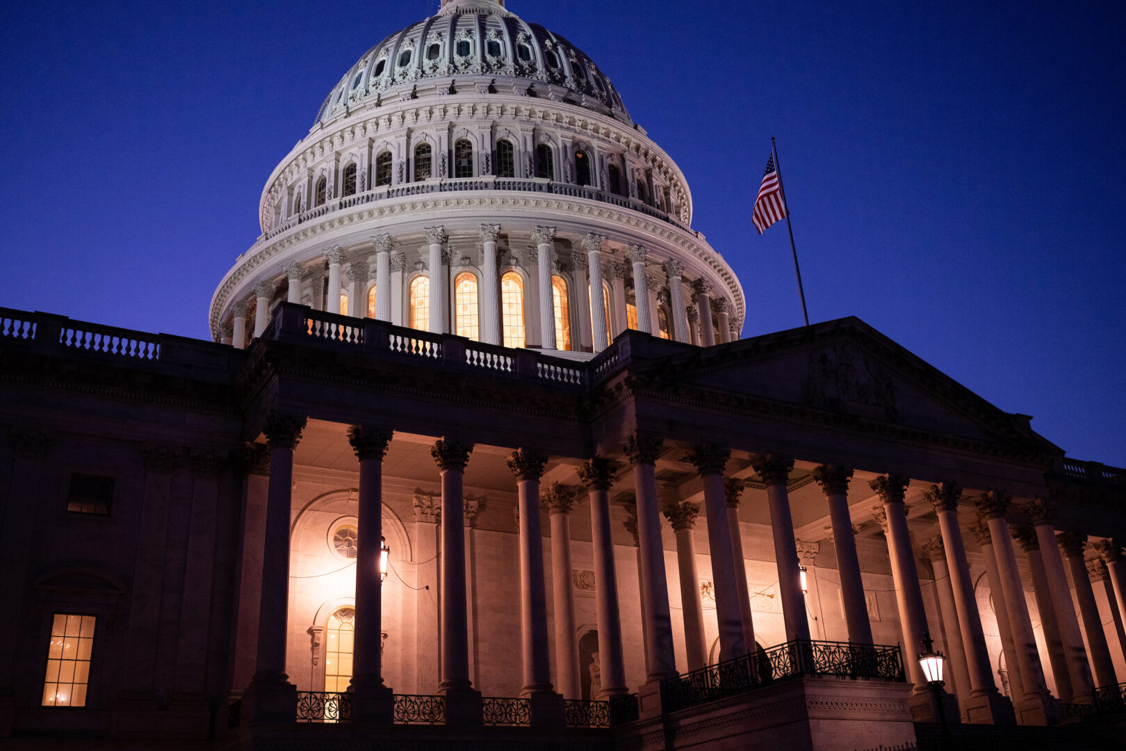 This is not a year when any rational voter should believe in ticket splitting, or that a Democratic Congress could contain a President Trump bent on vengeance, Shapiro writes. Above, the Capitol is seen at dusk in October.