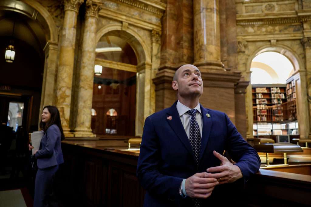 Rep. Greg Landsman, D-Ohio, seen here in the Library of Congress in January, says "there are two ways in politics to approach faith."