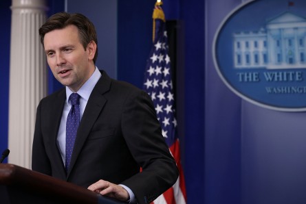 Earnest answers questions about Syria. (Alex Wong/Getty Images)