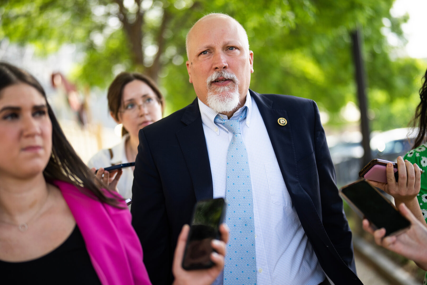 Rep. Chip Roy, R-Texas, leaves a House Republican Conference meeting at the Capitol Hill Club on Tuesday. 