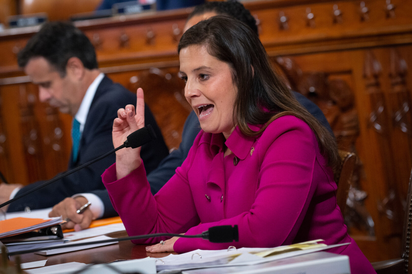 Rep. Elise Stefanik, R-N.Y., questions former U.S. Ambassador to Ukraine Marie Yovanovitch during the House Select Intelligence Committee hearing on the impeachment inquiry into President Donald Trump on Nov. 15, 2019. 