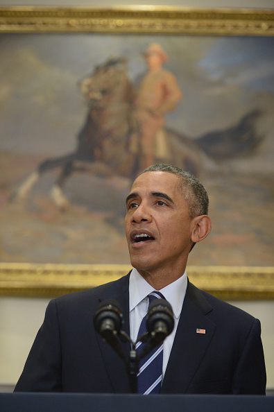 Obama announcing his Keystone decision Friday. (Mandel Ngan/AFP/Getty Images)