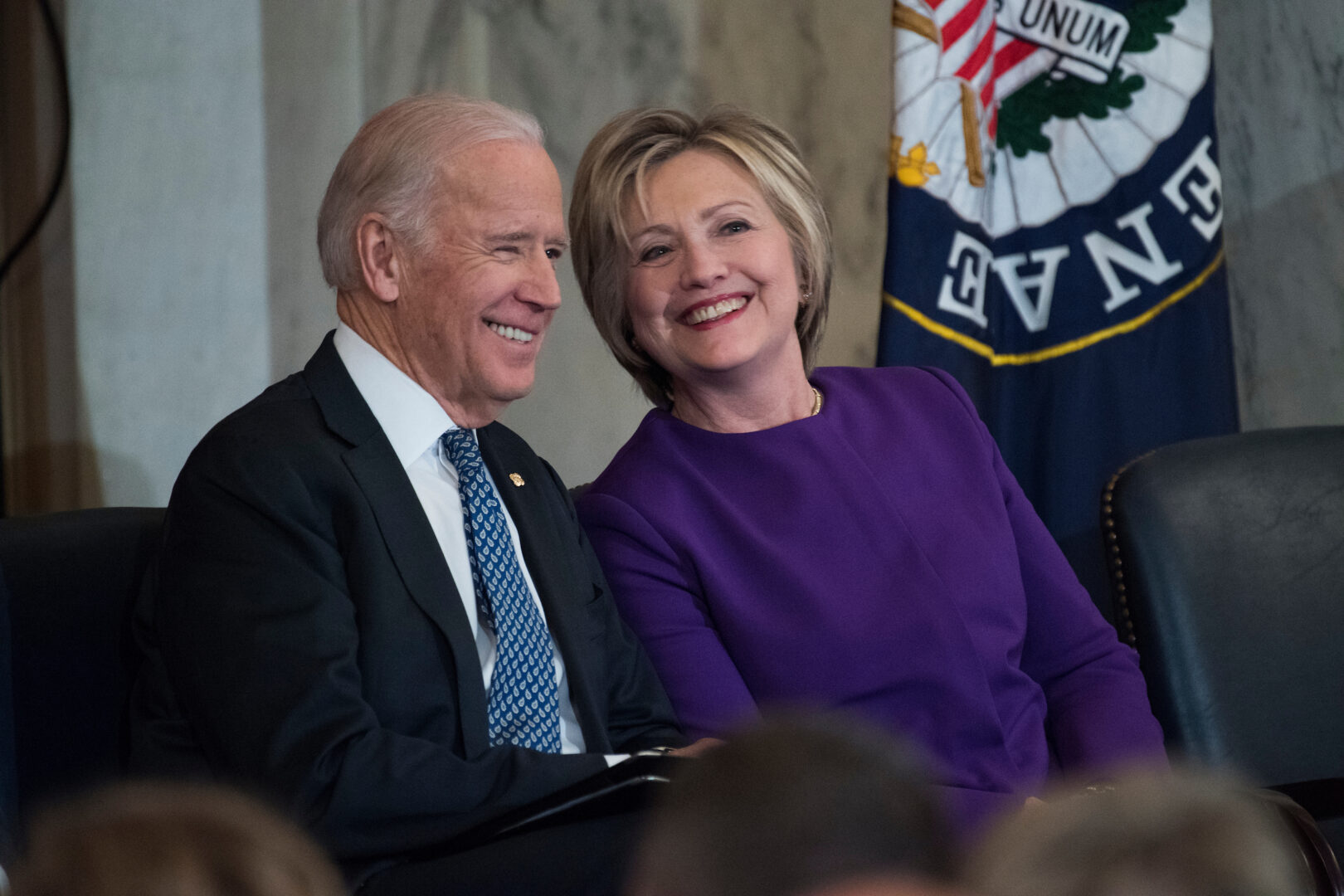 Joe Biden seems to be taking a page out of Hillary Clinton’s playbook, Winston writes. Above, the pair attend a ceremony on Capitol Hill in 2016.