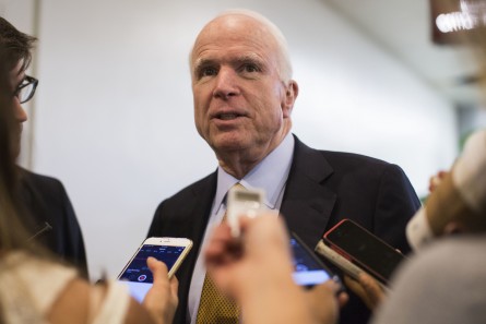 McCain talks to reporters on Capitol Hill. (Photo By Al Drago/CQ Roll Call)