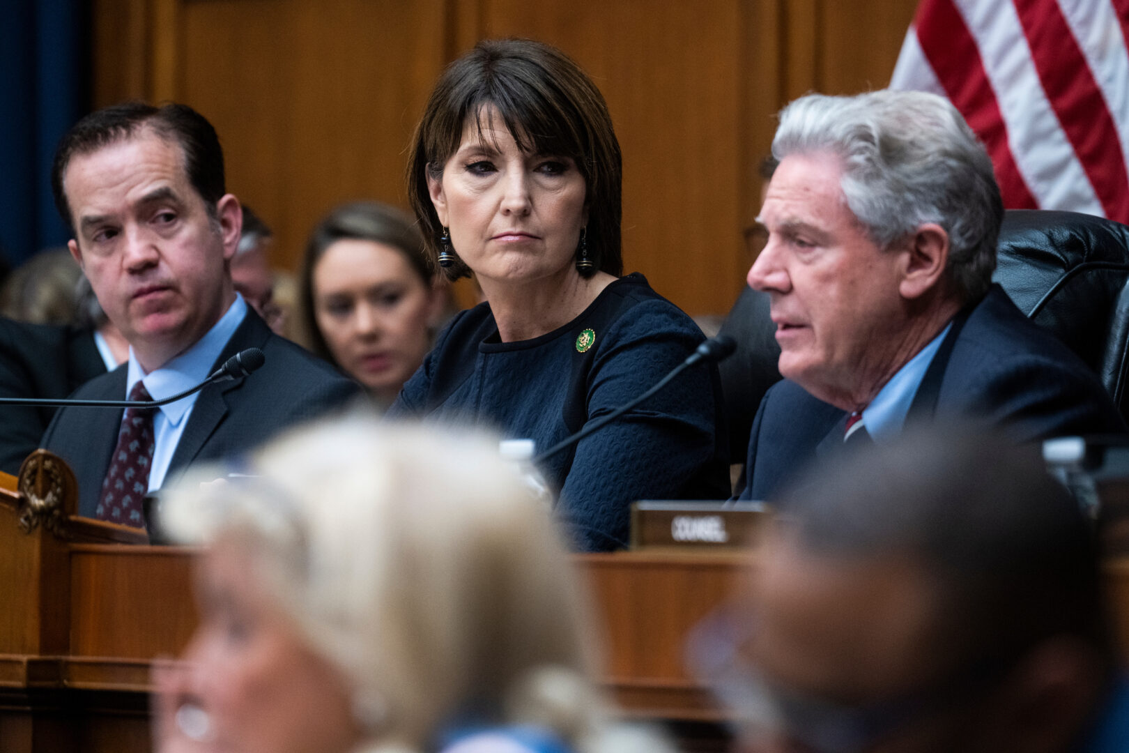 Ranking member Frank Pallone Jr., D-N.J., right, makes an opening statement as Chair Cathy McMorris Rodgers, R-Wash., looks on, during a House Energy and Commerce Committee hearing in March.